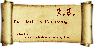 Kosztelnik Barakony névjegykártya